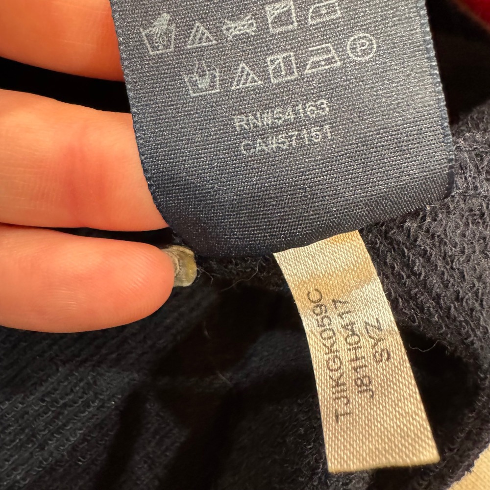 Tommy Hilfiger Womens Navy Blue Lace Up Sweatshirt Striped Hem TJIKGK059C L - Picture 4 of 11